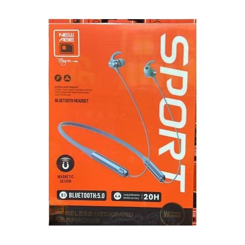 NEW AGE 20 Hours Sport Wireless Necklace Band Earphone With Bluetooth 5.0